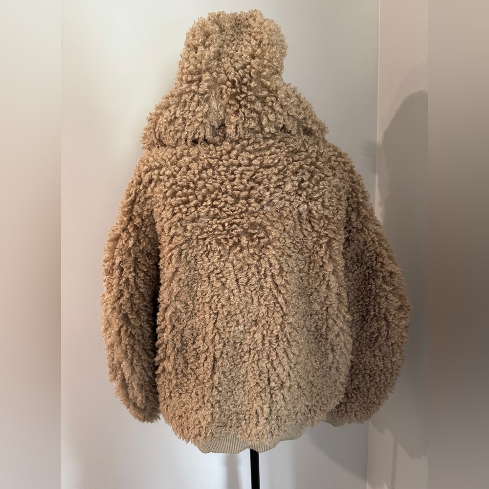 Urban Outfitters Brown Teddy Sherpa Fleece Hooded Zip Up Jacket Women Size S - Picture 3 of 9